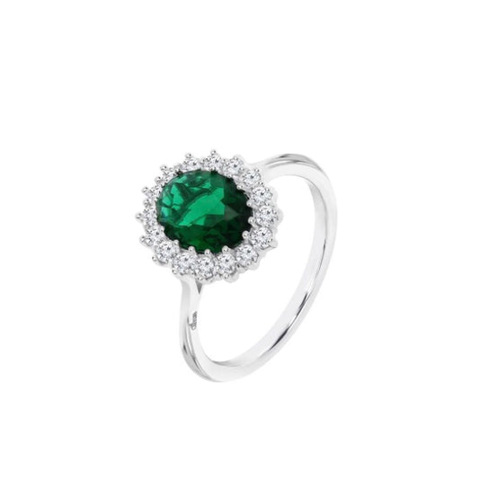 Ladies' Ring Lotus LP3459-3/316 Green Silver 16