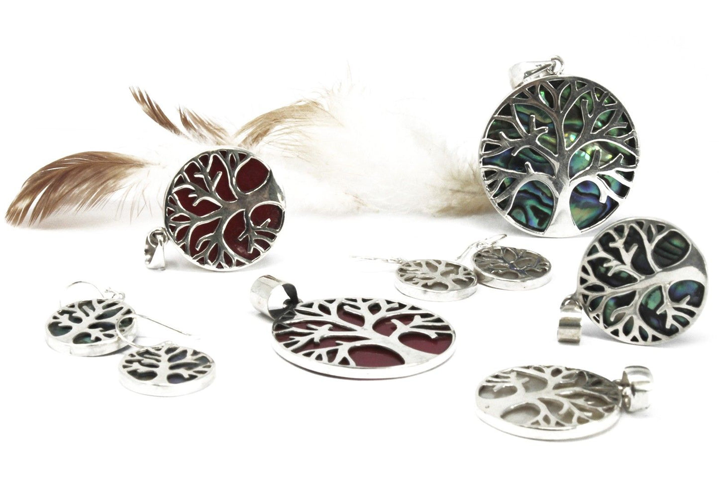 Tree of Life Silver Pendent 30mm - Mother of Pearl