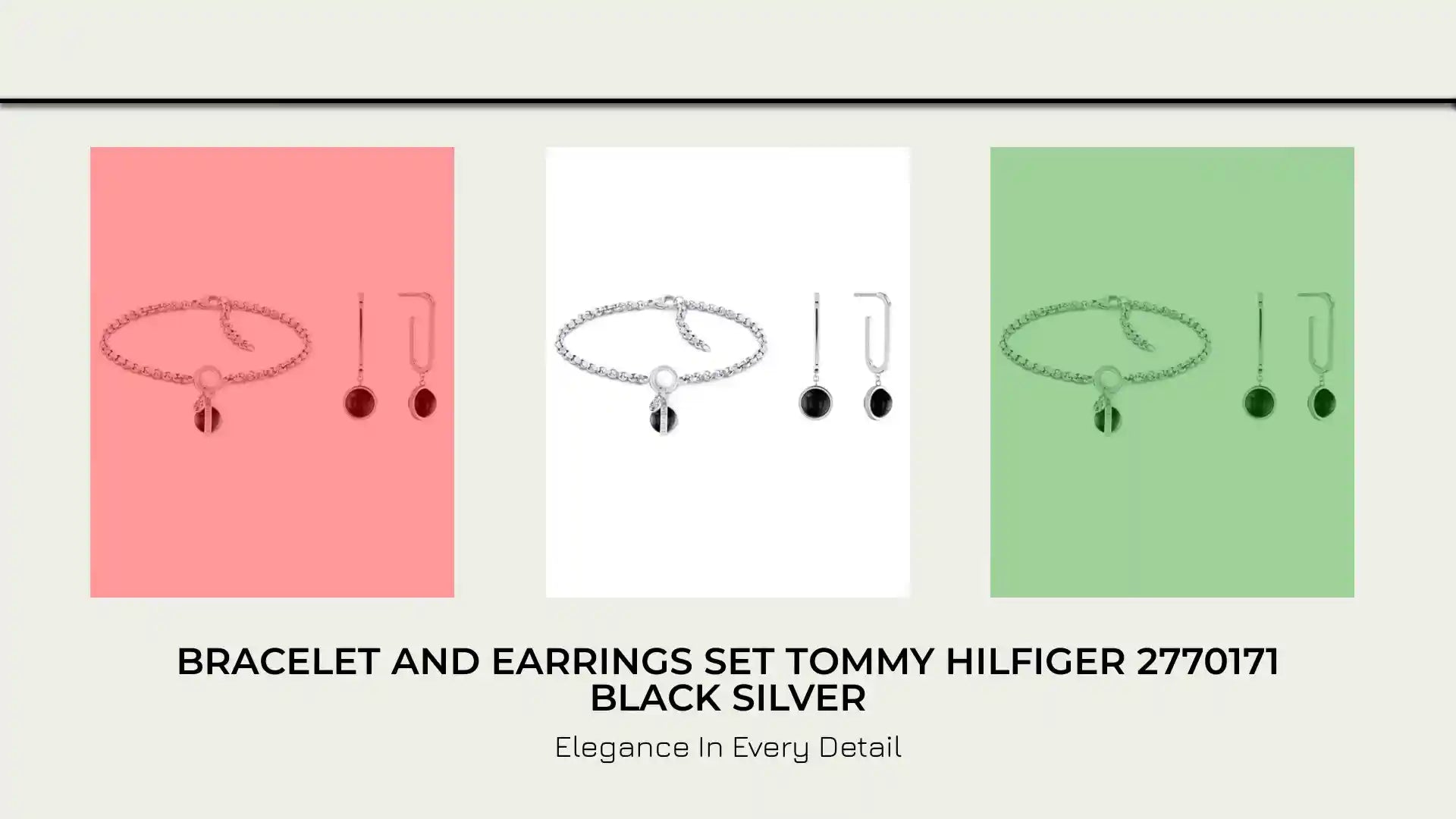 Bracelet and Earrings Set Tommy Hilfiger 2770171 Black Silver by@Outfy